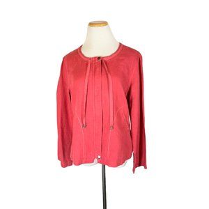 J. Jill Size S Pink Full Zip Linen Jacket Neckline Drawstring
